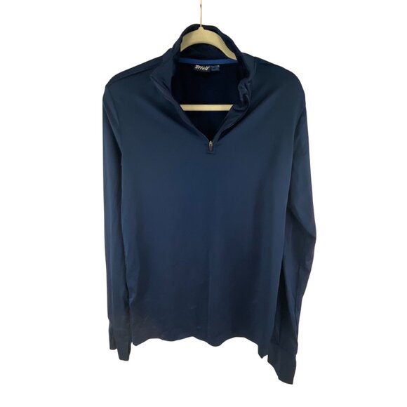 Crivit Mens Navy Blue Long Sleeve Athletic Pullover Top 1/4 Zip Performance - Picture 9 of 9